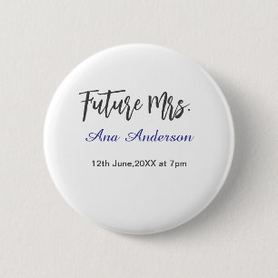 Future mrs surname bride to be purple gray name da 2 inch round button