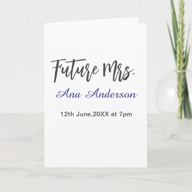 Future mrs surname bride to be purple gray name da card (Front)