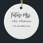 Future mrs surname bride to be purple gray name da ceramic ornament<br><div class="desc">design</div>