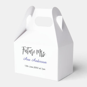 Future mrs surname bride to be purple gray name da favor box