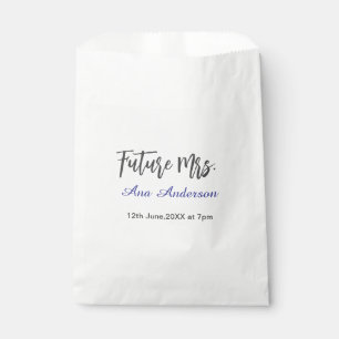 Future mrs surname bride to be purple gray name da favour bag