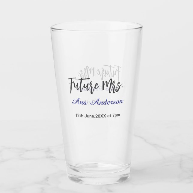 Future mrs surname bride to be purple gray name da glass (Front)