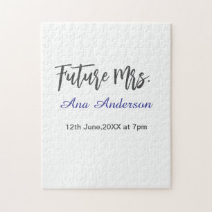 Future mrs surname bride to be purple gray name da jigsaw puzzle