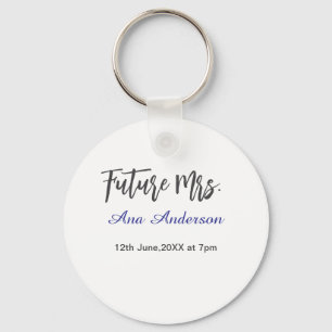 Future mrs surname bride to be purple gray name da keychain