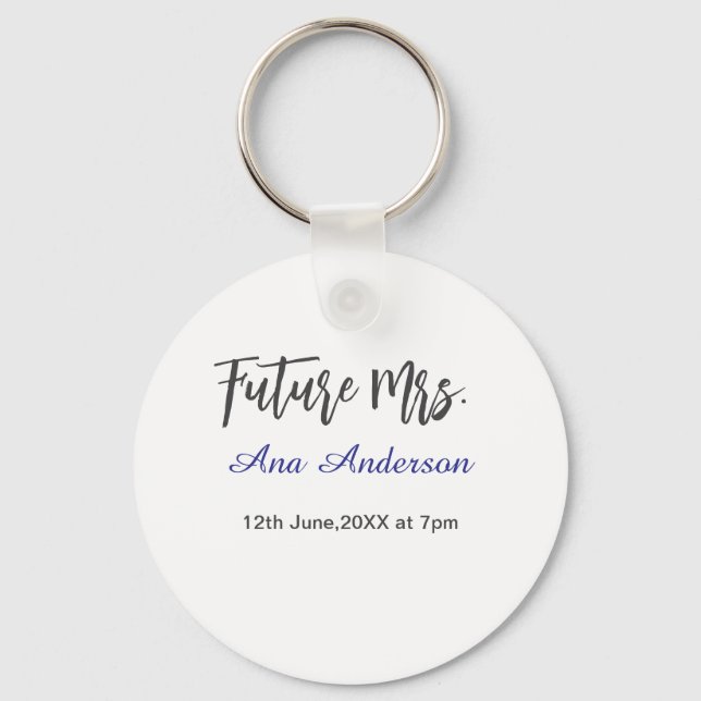 Future mrs surname bride to be purple gray name da keychain (Front)