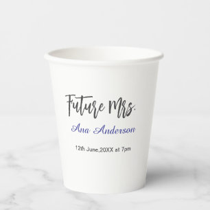 Future mrs surname bride to be purple gray name da paper cups