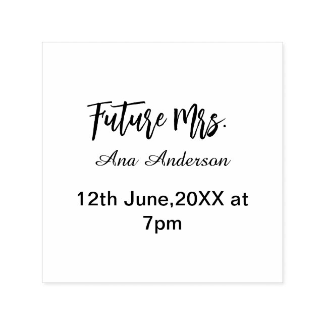Future mrs surname bride to be purple gray name da self-inking stamp (Design)