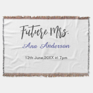 Future mrs surname bride to be purple gray name da throw blanket