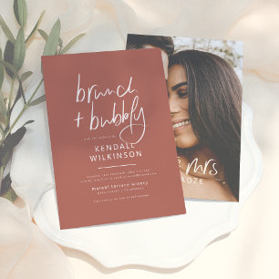 Future Mrs Terracotta Bridal Brunch Bubbly Photo Invitation