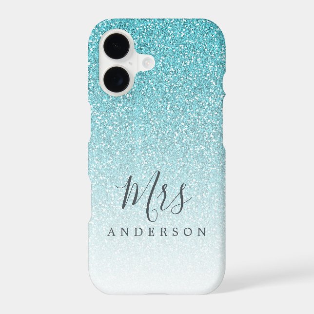 Future Mrs Tropical Blue Glitter Chic Script Bride (Back)