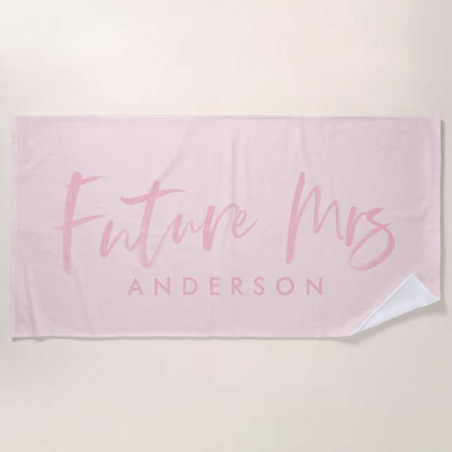 FUTURE MRS... WATERCOLOR ENGAGEMENT BEACH TOWEL (Front)