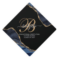 Future Nurse Blue Black Agate Gold Foil Monogram  