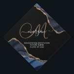 Future Nurse Blue Black Agate Gold Foil Monogram  Graduation Cap Topper<br><div class="desc">An elegant personalized script type name and initial monogram on a blue and black agate graduation cap topper with gold foil,  for a future nurse You may customize for any future career. An elegant chic style.</div>