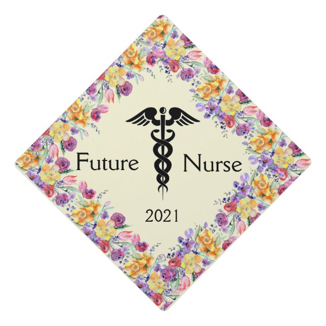 Future Nurse Caduceus   Graduation Cap Topper (Front)
