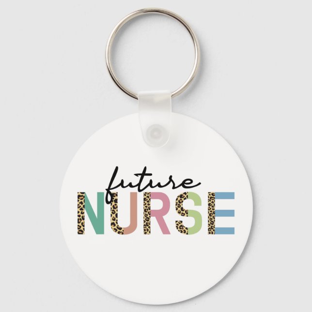 Future Nurse Cheetah Leopard | Nurse in training Keychain (Front)