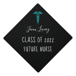Future Nurse Class of 2022 Turquoise Caduceus Graduation Cap Topper
