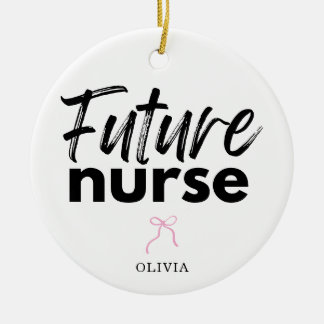 Future Nurse Graduation Script Ribbon Ceramic Ornament