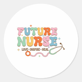 Future Nurse Love Inspire Heal Classic Round Sticker