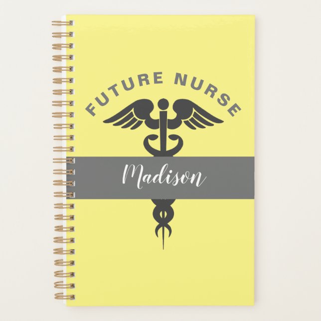 Future Nurse Medical Medical Caduceus Yellow Name Planner (Front)
