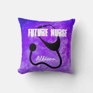 Future Nurse Nursing Student Purple Personalized Throw Pillow