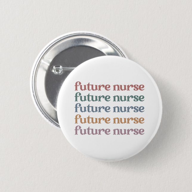 Future Nurse Retro Nursing School Student 2 Inch Round Button (Front & Back)