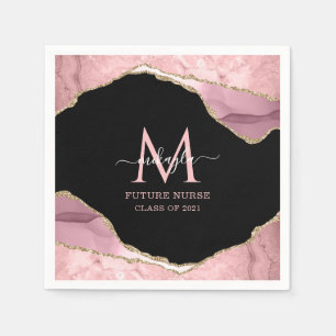 Future Nurse Script Signature Pink Gold Graduation Napkin