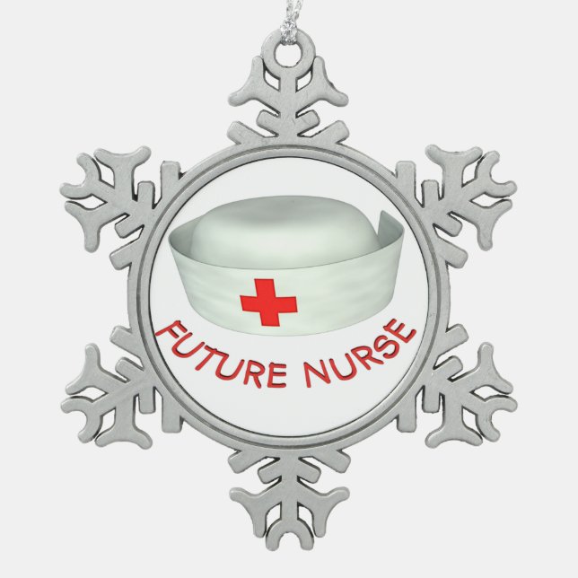 Future Nurse Snowflake Pewter Christmas Ornament (Front)