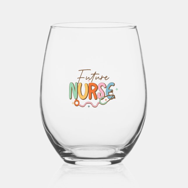 Future Nurse      Stemless Wine Glass (Front)