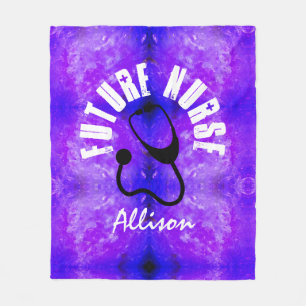 Future Nurse Stethoscope Purple Marble Customized Fleece Blanket
