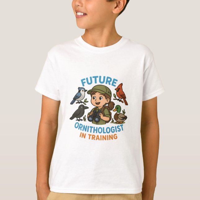 Future Ornithologist in Training - Cute Birdwatchi T-Shirt (Front)