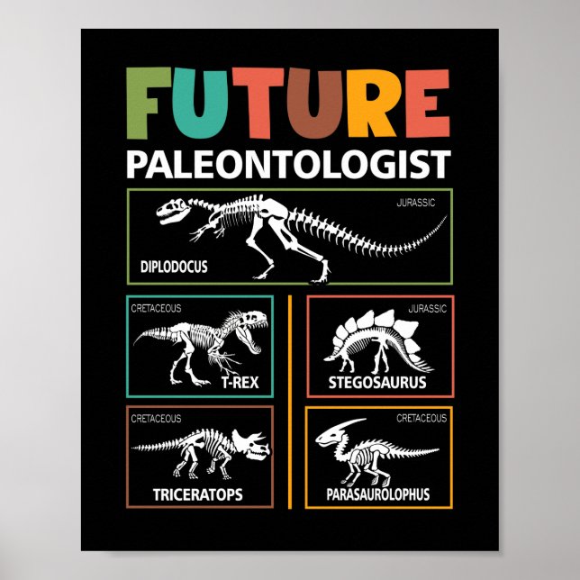 Future Paleontologist Dinosaur Fossil Paleontology Poster (Front)