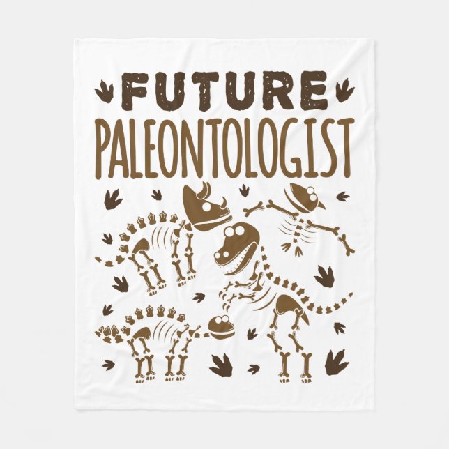 Future Paleontologist Paleontology Dinosaur Bones Fleece Blanket (Front)