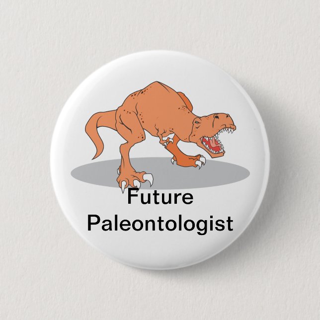 Future Paleontologist with T-Rex Dinosaur 2 Inch Round Button (Front)