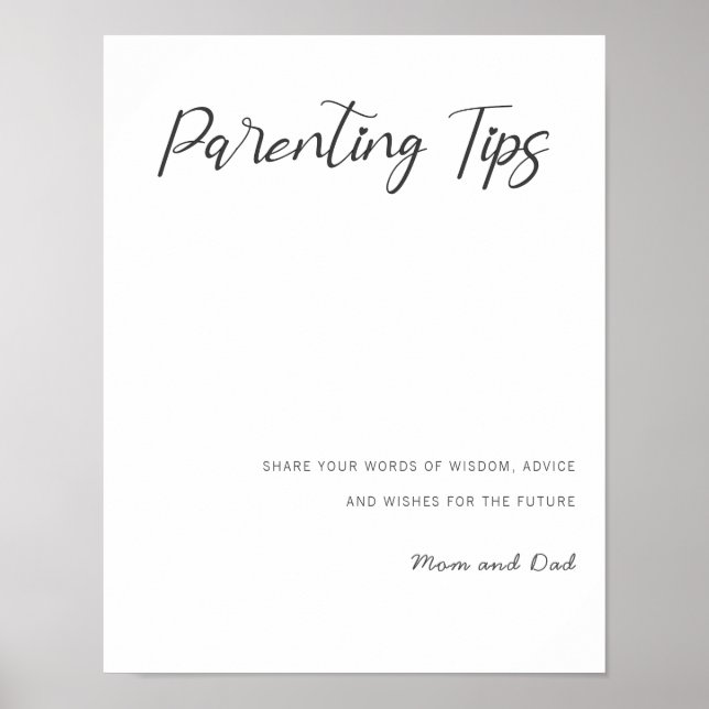 Future parents tips mom and dad baby shower advice poster (Front)