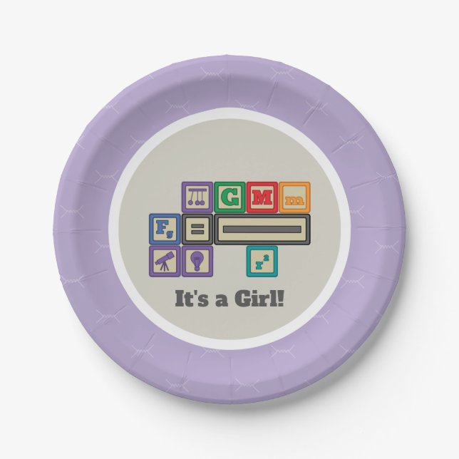 Future Physicist's Blocks Baby Shower Paper Plates (Front)
