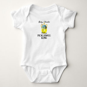 Future Pickleball King Yellow Baby Personalized Bodysuit
