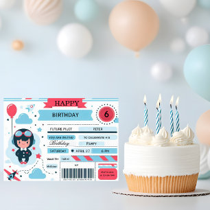 Future Pilot Airplane Boarding Pass Birthday Invitation