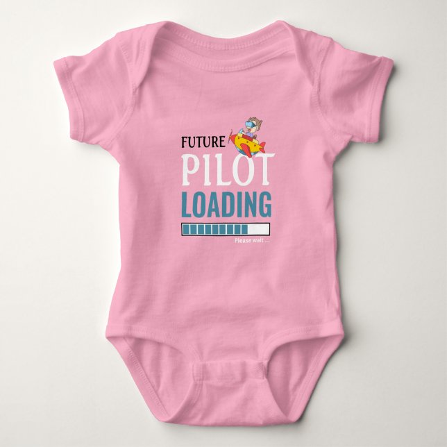 Future Pilot Loading Funny Personalized Unisex Baby Bodysuit (Front)