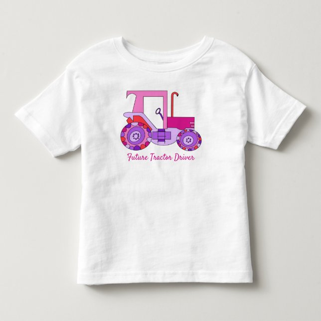 Future Pink Tractor Driver Toddler T-shirt (Front)