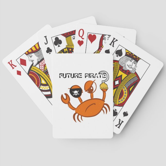 Future Pirate Cute Crab Personalized Gift Playing Cards (Back)