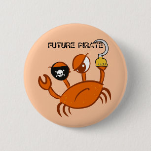 Future Pirate Cute Crab Personalized Pirates Party 2 Inch Round Button