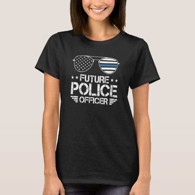 Future Police Officer  Blue Line T-Shirt (Front)