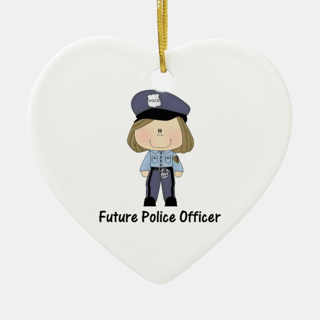 future police officer (girl) ceramic ornament (Front)