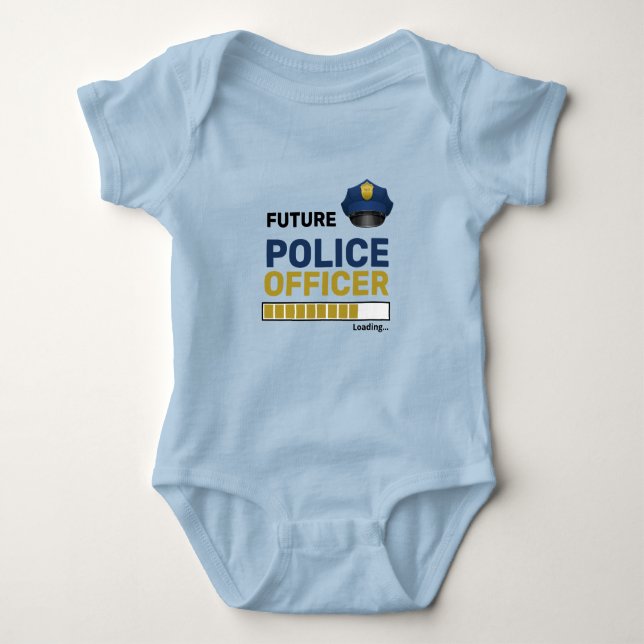Future Police Officer Loading Funny Personalized Baby Bodysuit (Front)