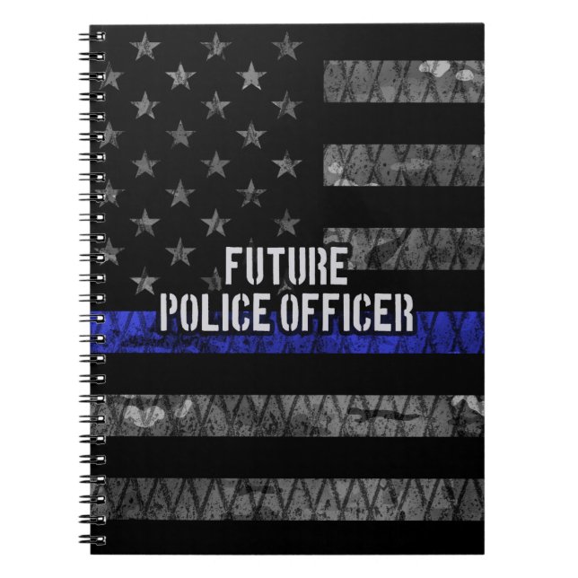 Future Police Officer Thin Blue Line Distressed Fl Notebook (Front)