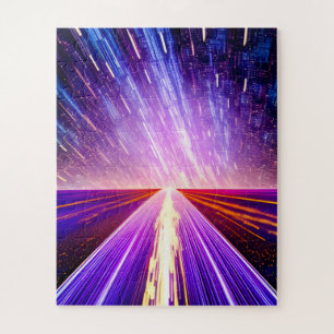 Future Purple Road on Outer Space Time Fun Highway Jigsaw Puzzle