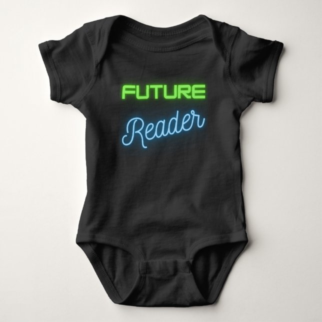 Future Reader Green Blue Baby Bodysuit (Front)