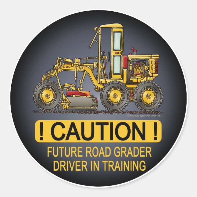 Future Road Grader Driver Kids Sticker (Front)