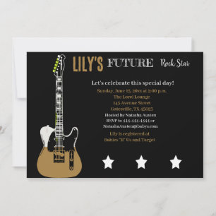 Future Rocker Baby Shower Brown Invitation