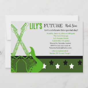 Future Rocker Baby Shower Green Invitation